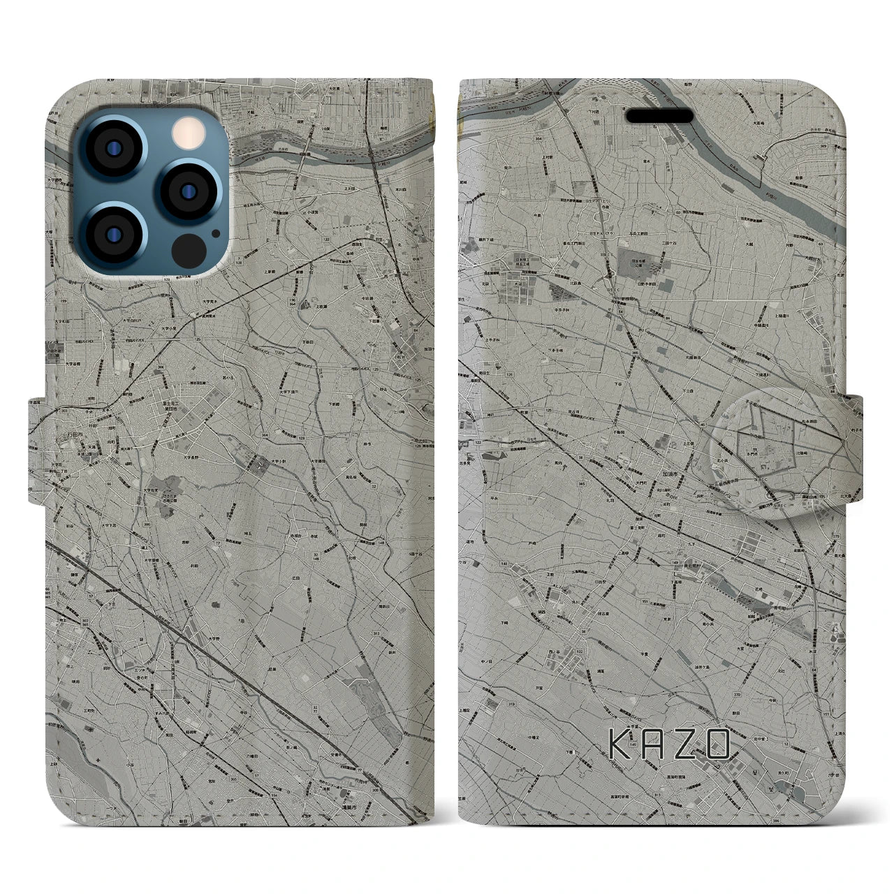 【加須(埼玉県)】地図柄iPhoneケース(手帳タイプ)