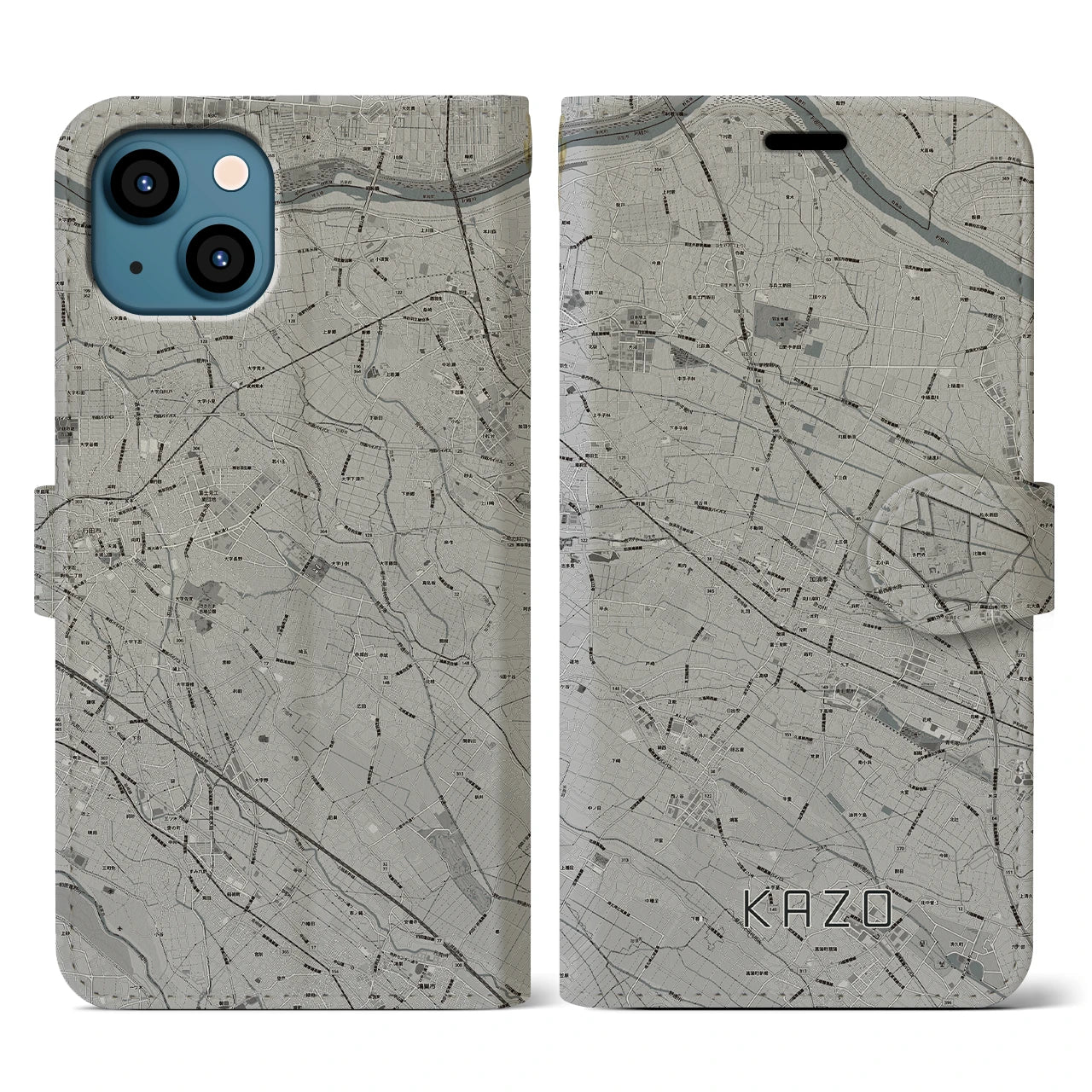 【加須(埼玉県)】地図柄iPhoneケース(手帳タイプ)