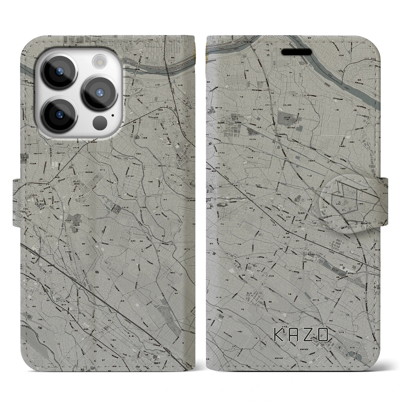 【加須(埼玉県)】地図柄iPhoneケース(手帳タイプ)