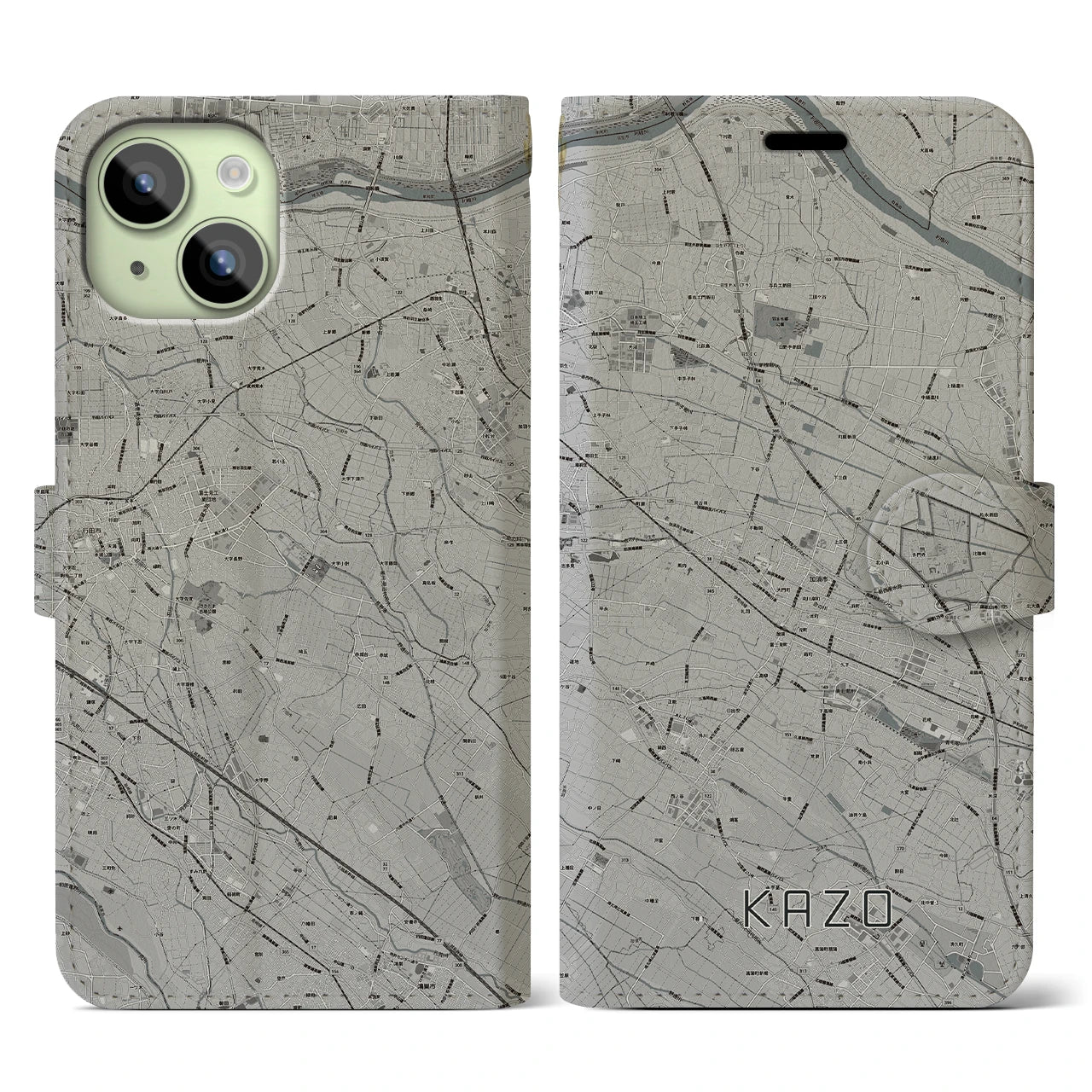 【加須(埼玉県)】地図柄iPhoneケース(手帳タイプ)