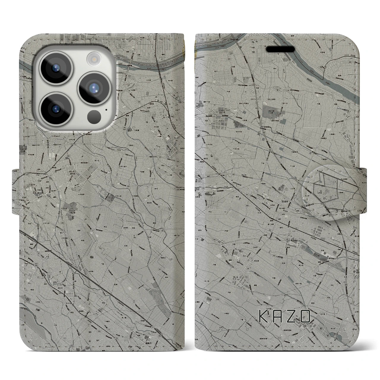 【加須(埼玉県)】地図柄iPhoneケース(手帳タイプ)