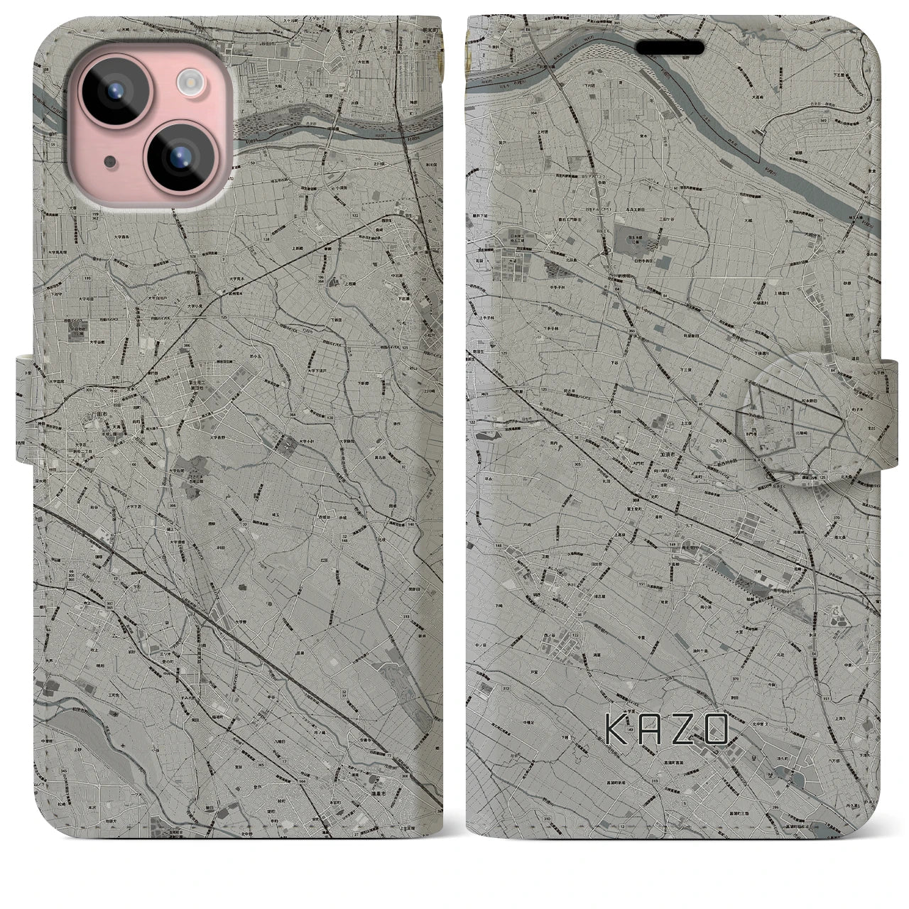 【加須(埼玉県)】地図柄iPhoneケース(手帳タイプ)