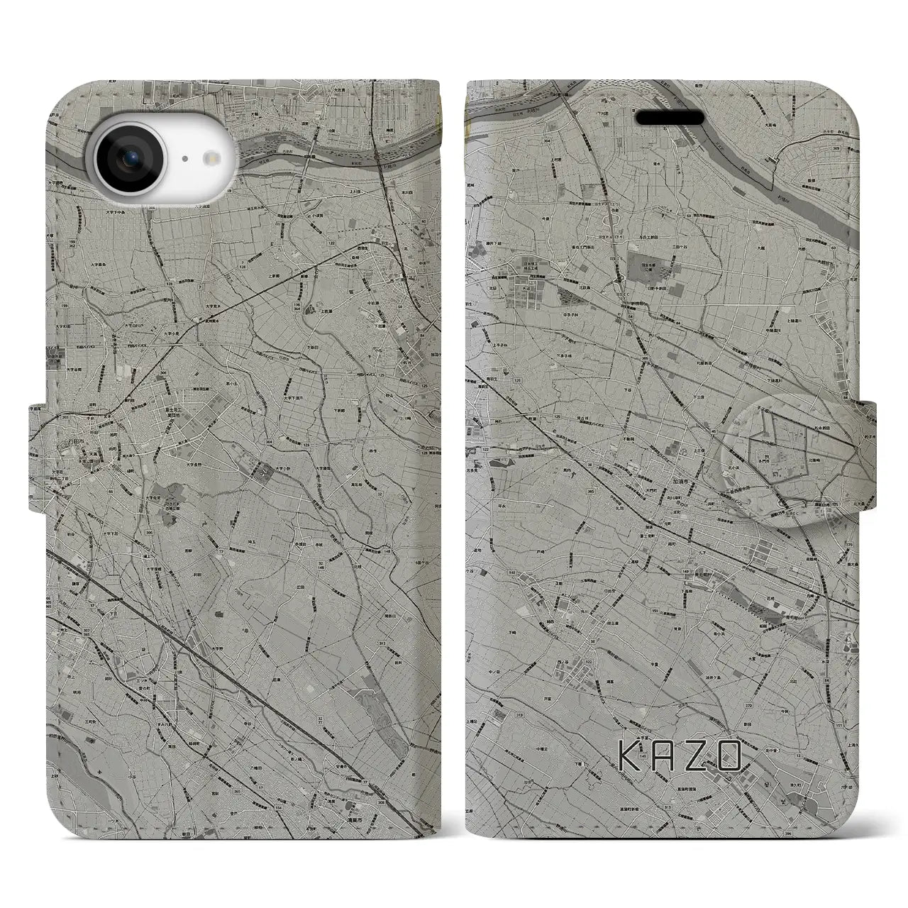 【加須(埼玉県)】地図柄iPhoneケース(手帳タイプ)