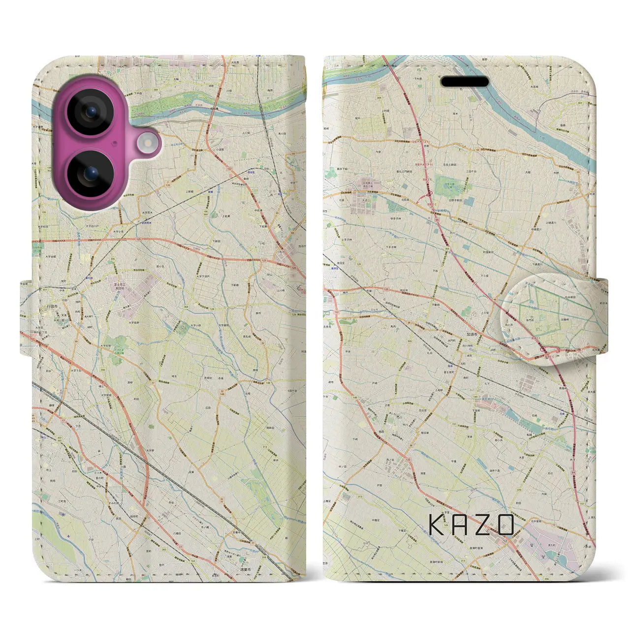 【加須(埼玉県)】地図柄iPhoneケース(手帳タイプ)