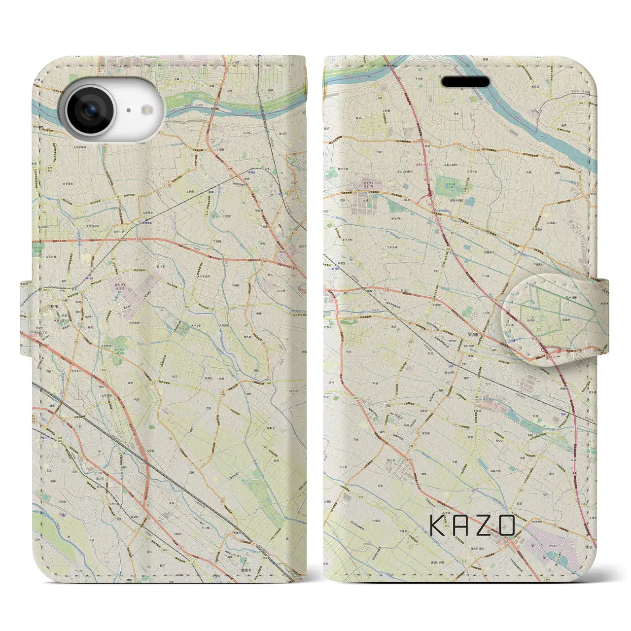 【加須(埼玉県)】地図柄iPhoneケース(手帳タイプ)