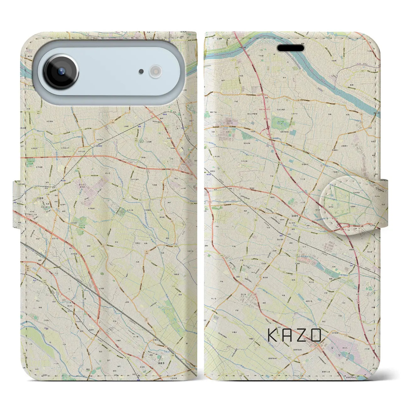 【加須(埼玉県)】地図柄iPhoneケース(手帳タイプ)