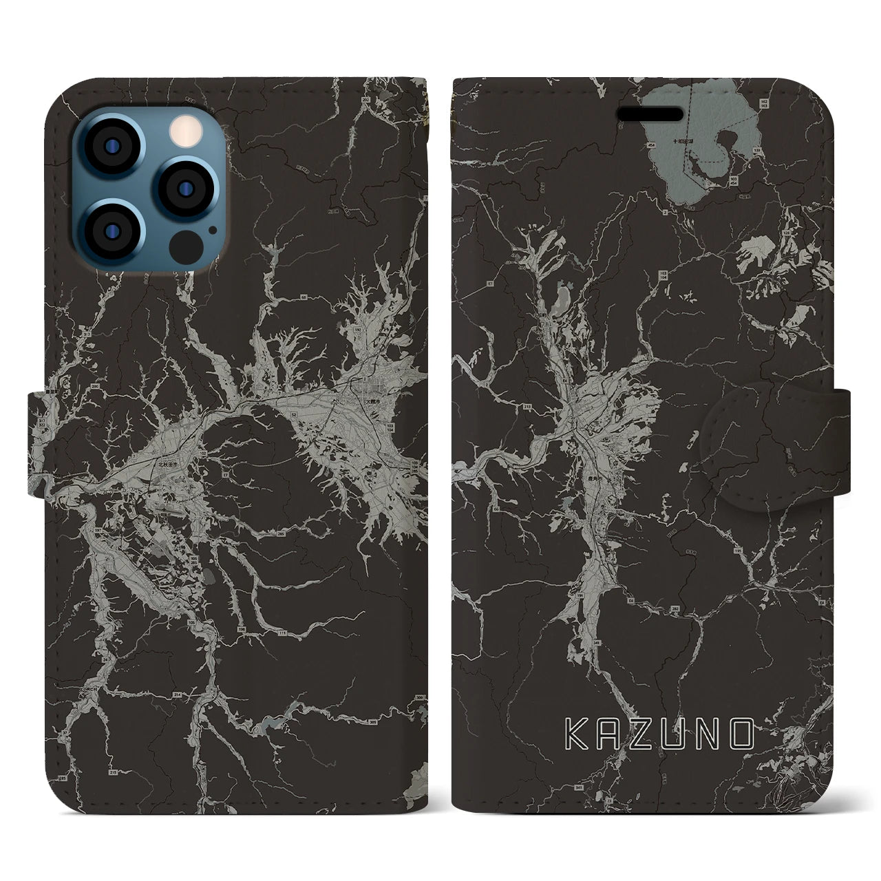 【鹿角(秋田県)】地図柄iPhoneケース(手帳タイプ)