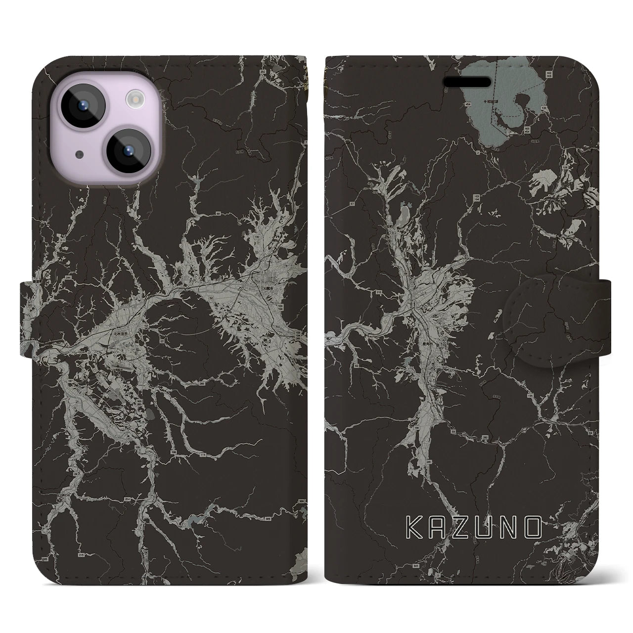 【鹿角(秋田県)】地図柄iPhoneケース(手帳タイプ)