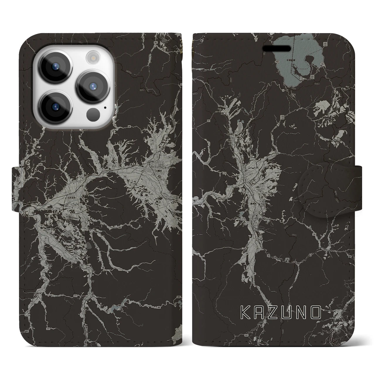 【鹿角(秋田県)】地図柄iPhoneケース(手帳タイプ)