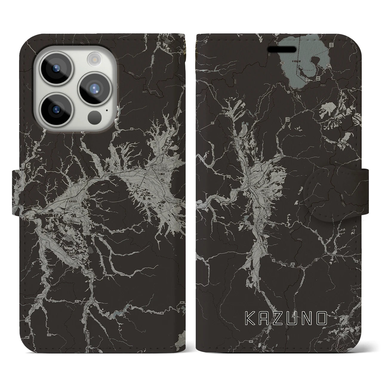 【鹿角(秋田県)】地図柄iPhoneケース(手帳タイプ)