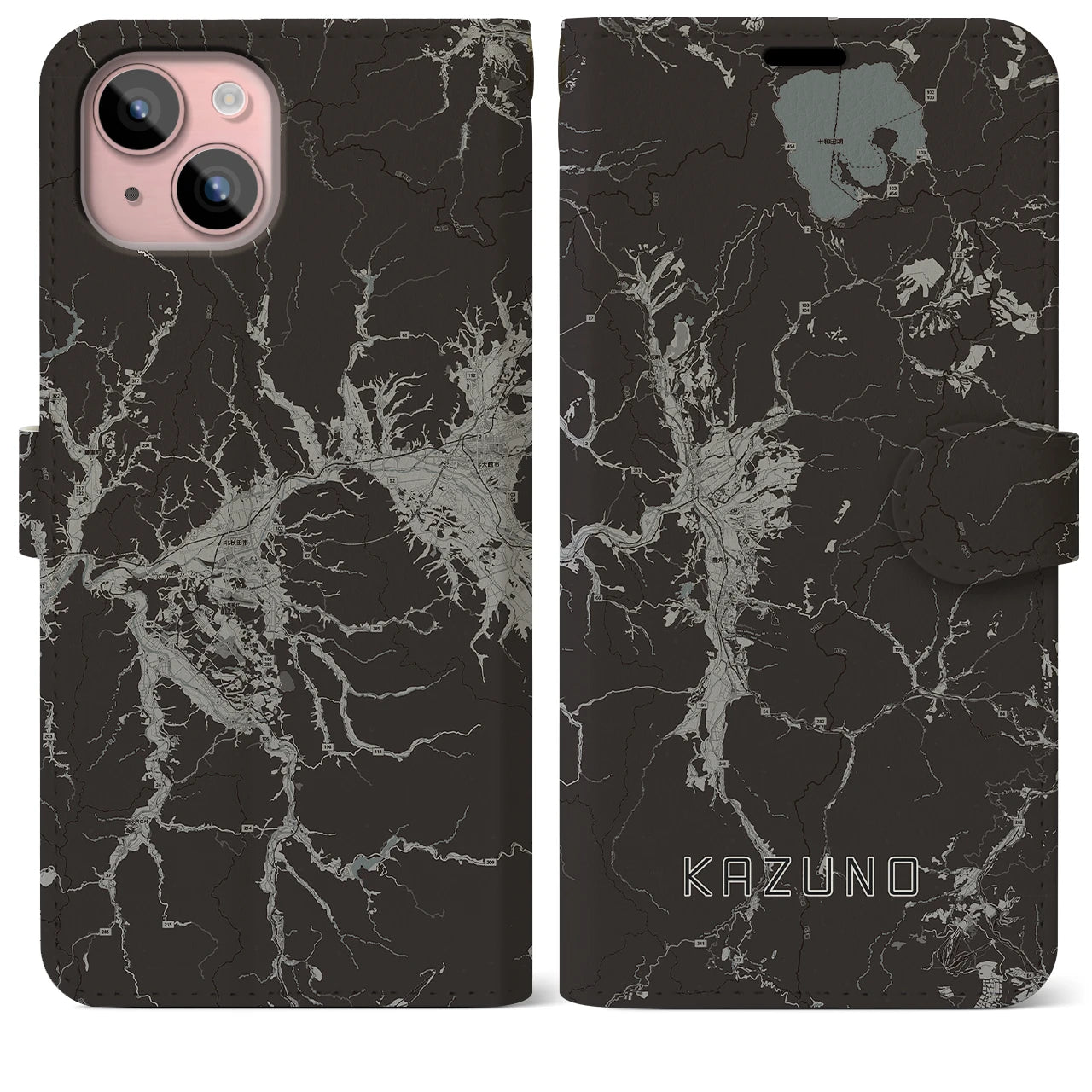 【鹿角(秋田県)】地図柄iPhoneケース(手帳タイプ)