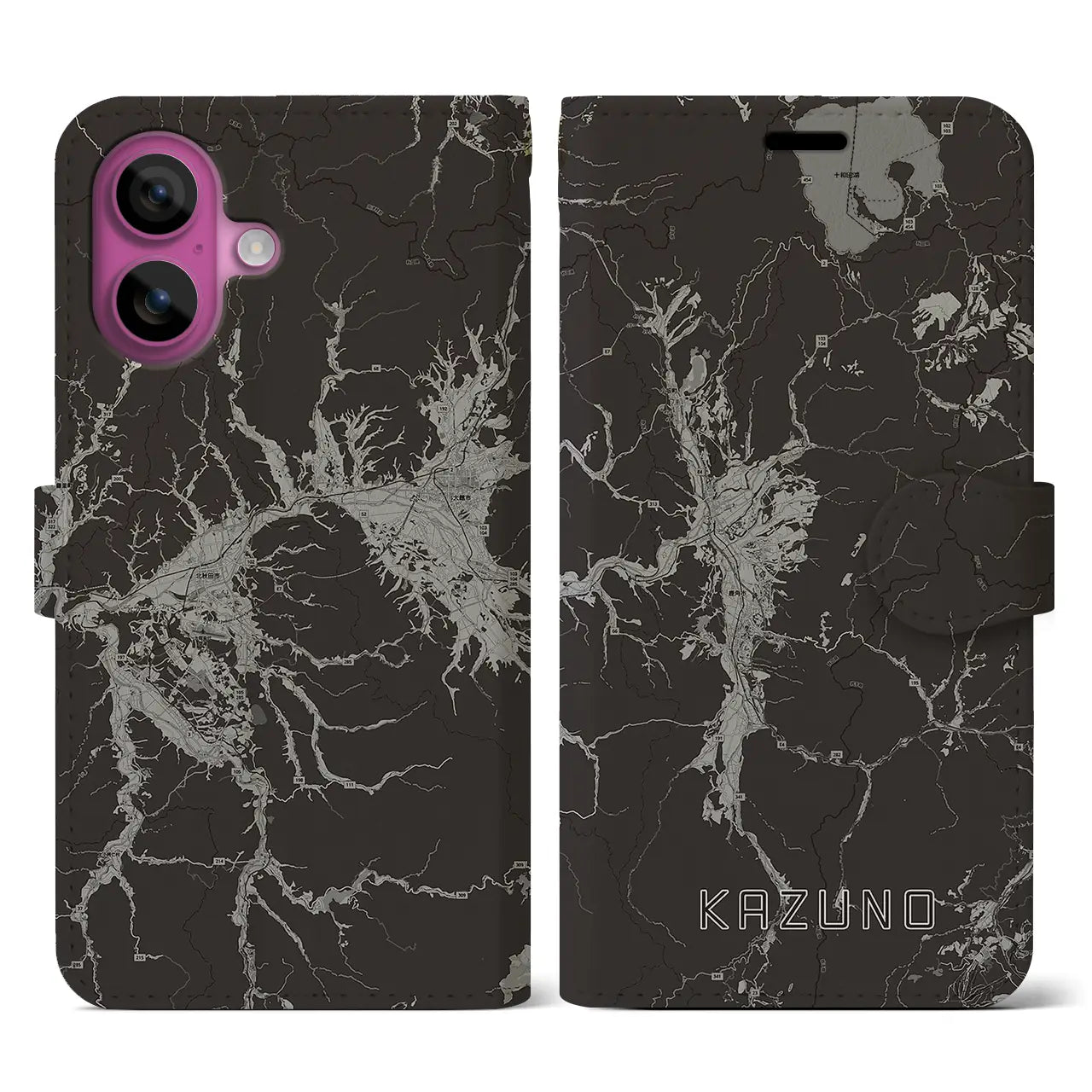 【鹿角(秋田県)】地図柄iPhoneケース(手帳タイプ)