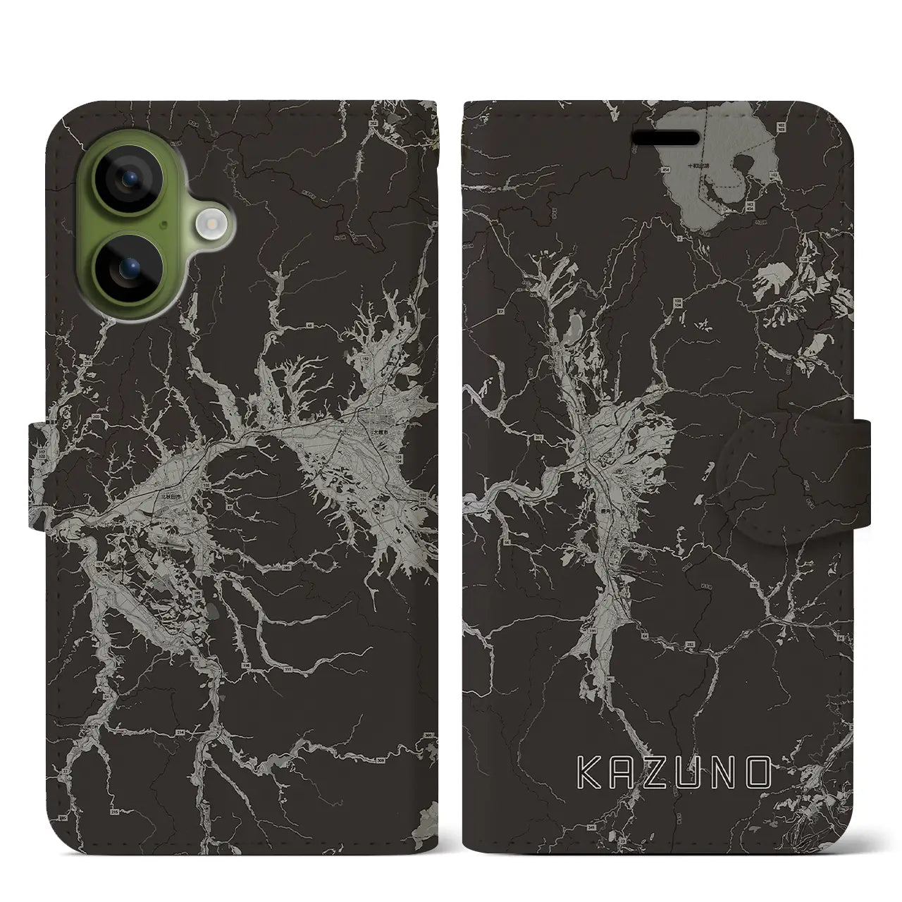 【鹿角(秋田県)】地図柄iPhoneケース(手帳タイプ)