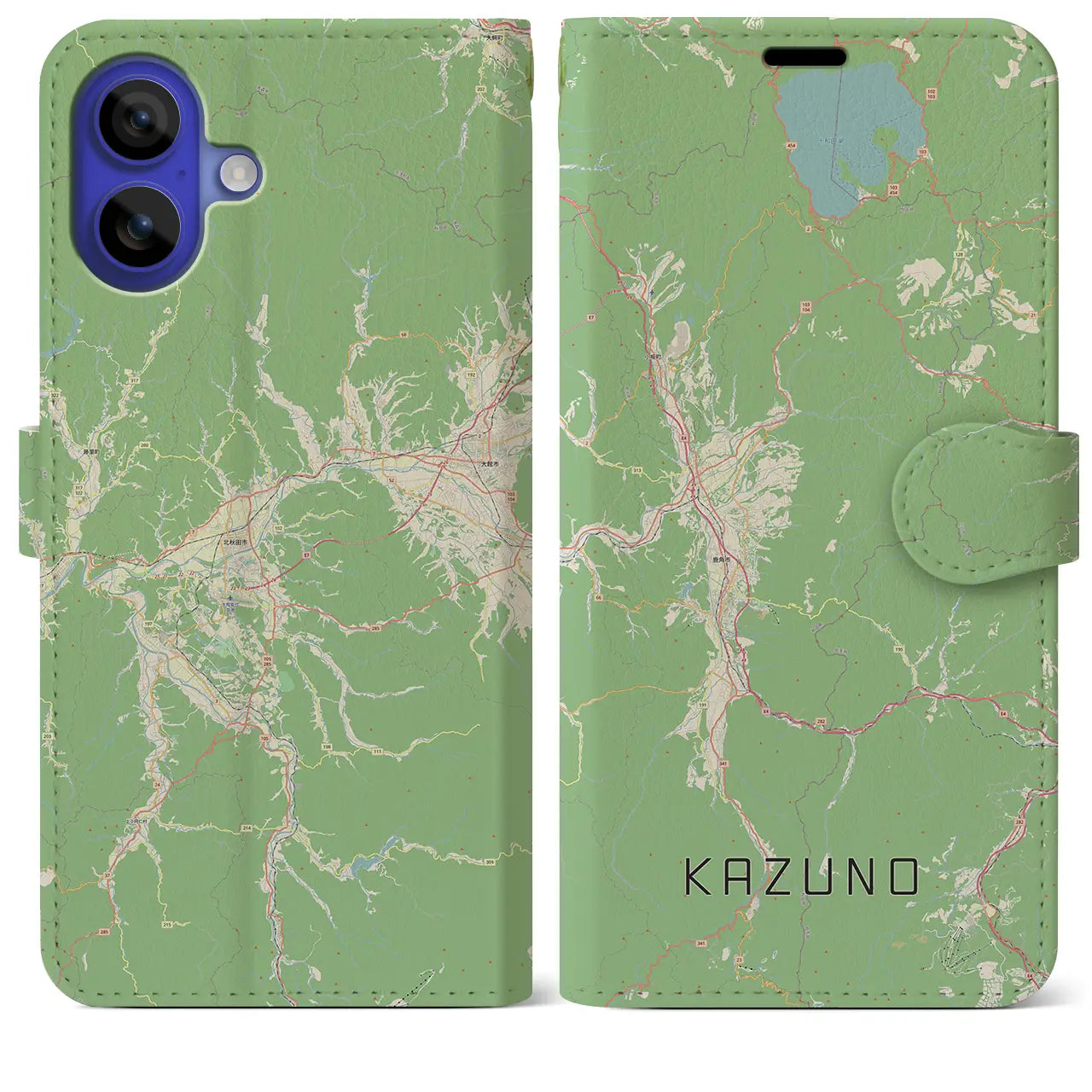 【鹿角(秋田県)】地図柄iPhoneケース(手帳タイプ)ナチュラル・iPhone 16 Pro Max 用