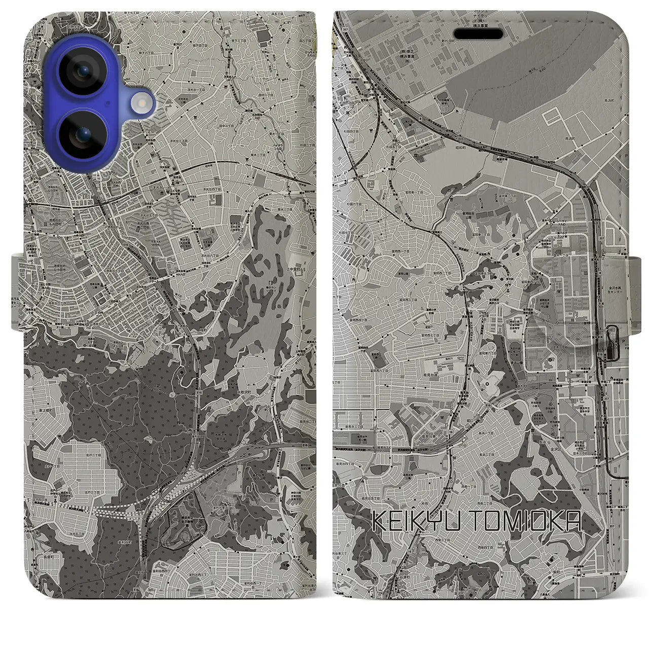 【京急富岡(神奈川県)】地図柄iPhoneケース(手帳タイプ)