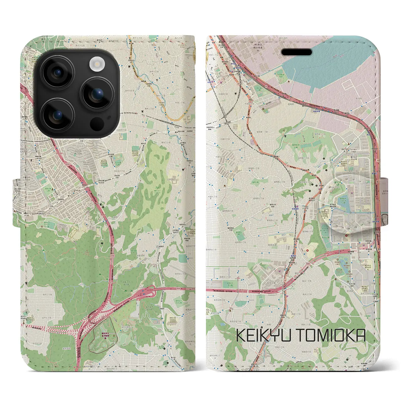 【京急富岡(神奈川県)】地図柄iPhoneケース(手帳タイプ)ナチュラル・iPhone 16 用