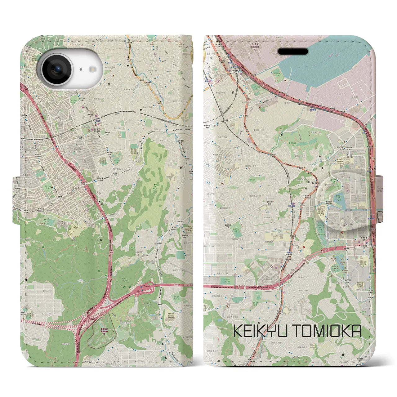 【京急富岡(神奈川県)】地図柄iPhoneケース(手帳タイプ)