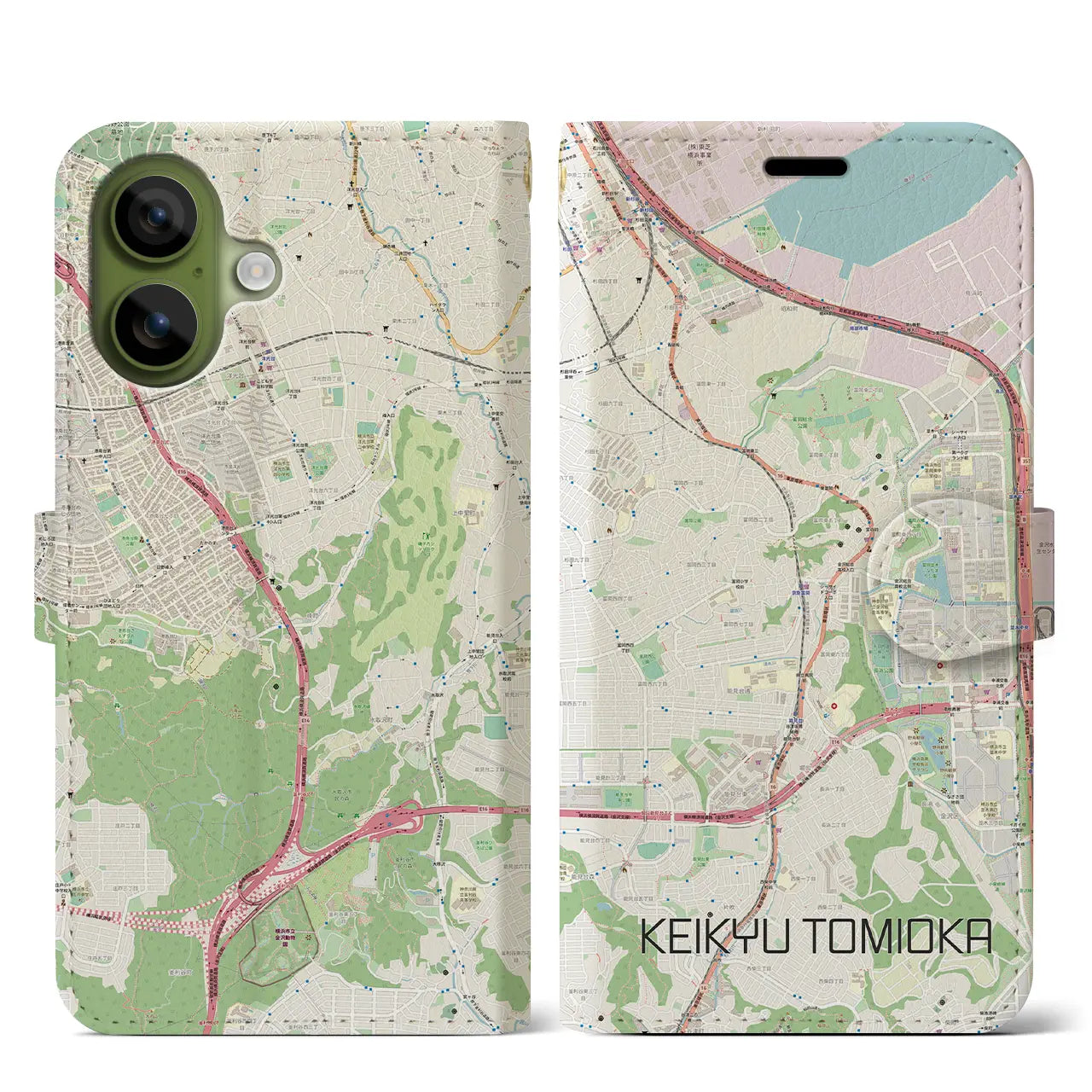 【京急富岡(神奈川県)】地図柄iPhoneケース(手帳タイプ)ナチュラル・iPhone 17 Pro Max 用