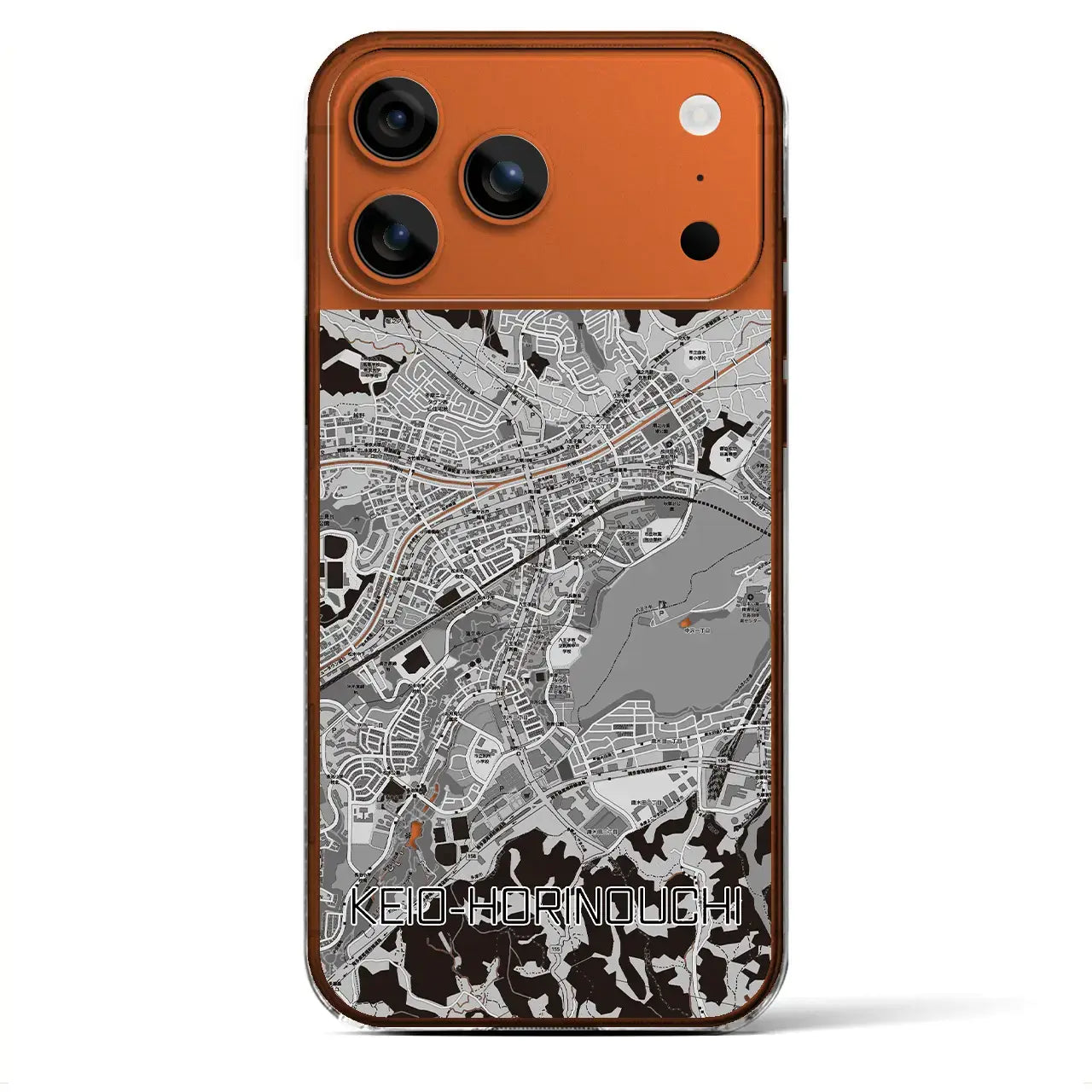 【京王堀之内(東京都)】地図柄iPhoneケース(クリアタイプ)モノトーン・iPhone 17 Pro Max 用