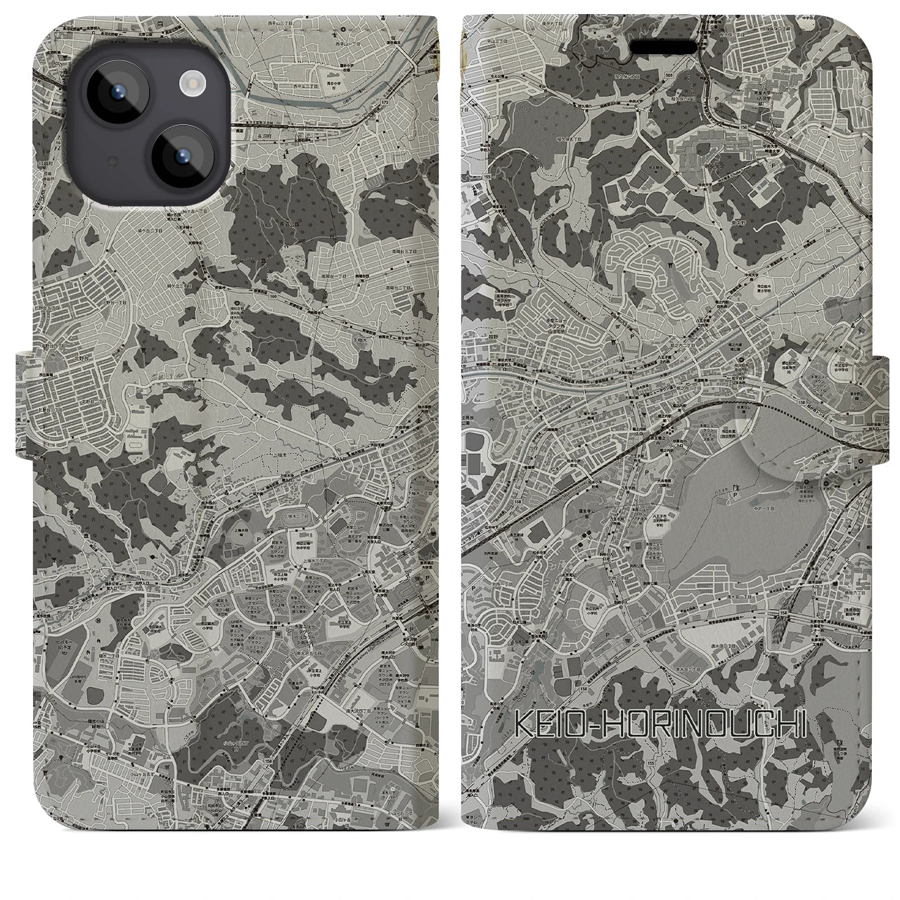 【京王堀之内(東京都)】地図柄iPhoneケース(手帳タイプ)