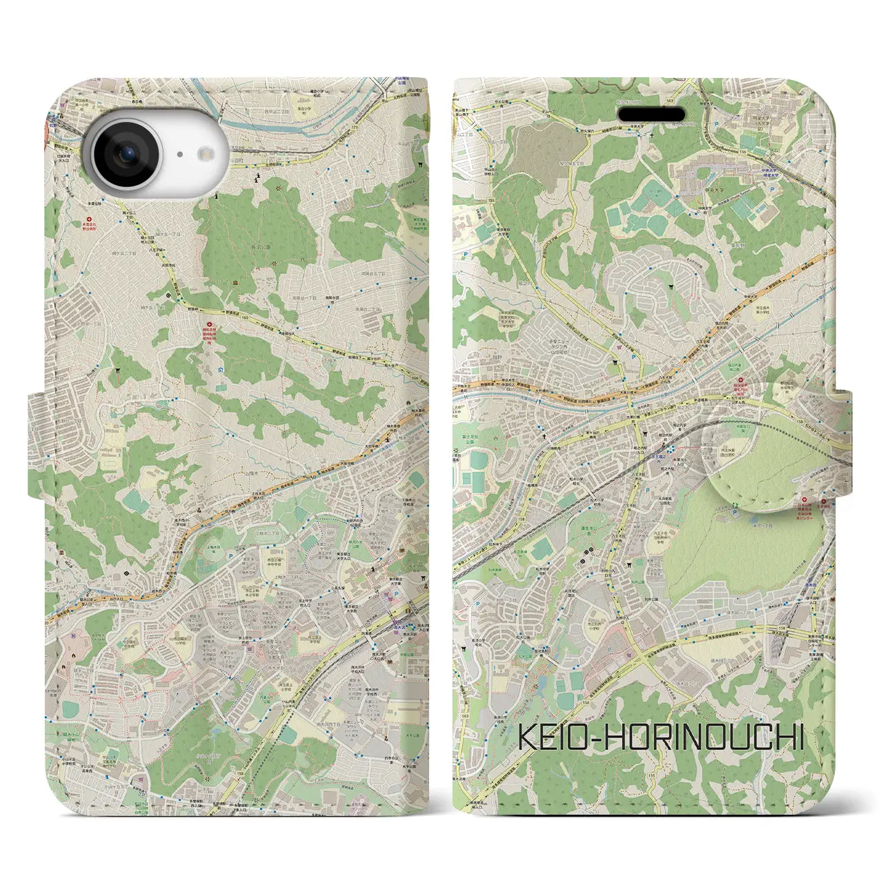 【京王堀之内(東京都)】地図柄iPhoneケース(手帳タイプ)