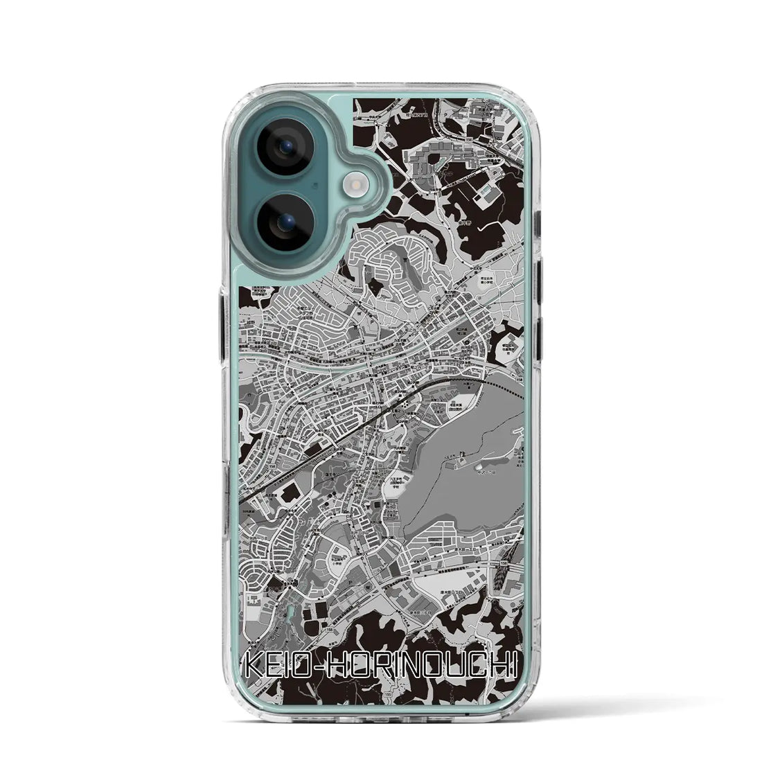 【京王堀之内(東京都)】地図柄iPhoneケース(MagSafeタイプ)モノトーン・iPhone 16 Pro 用