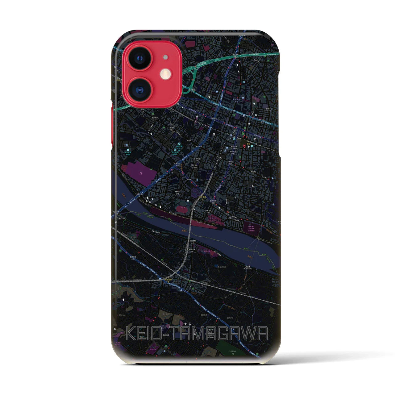 【京王多摩川(東京都)】地図柄iPhoneケース(バックカバータイプ)