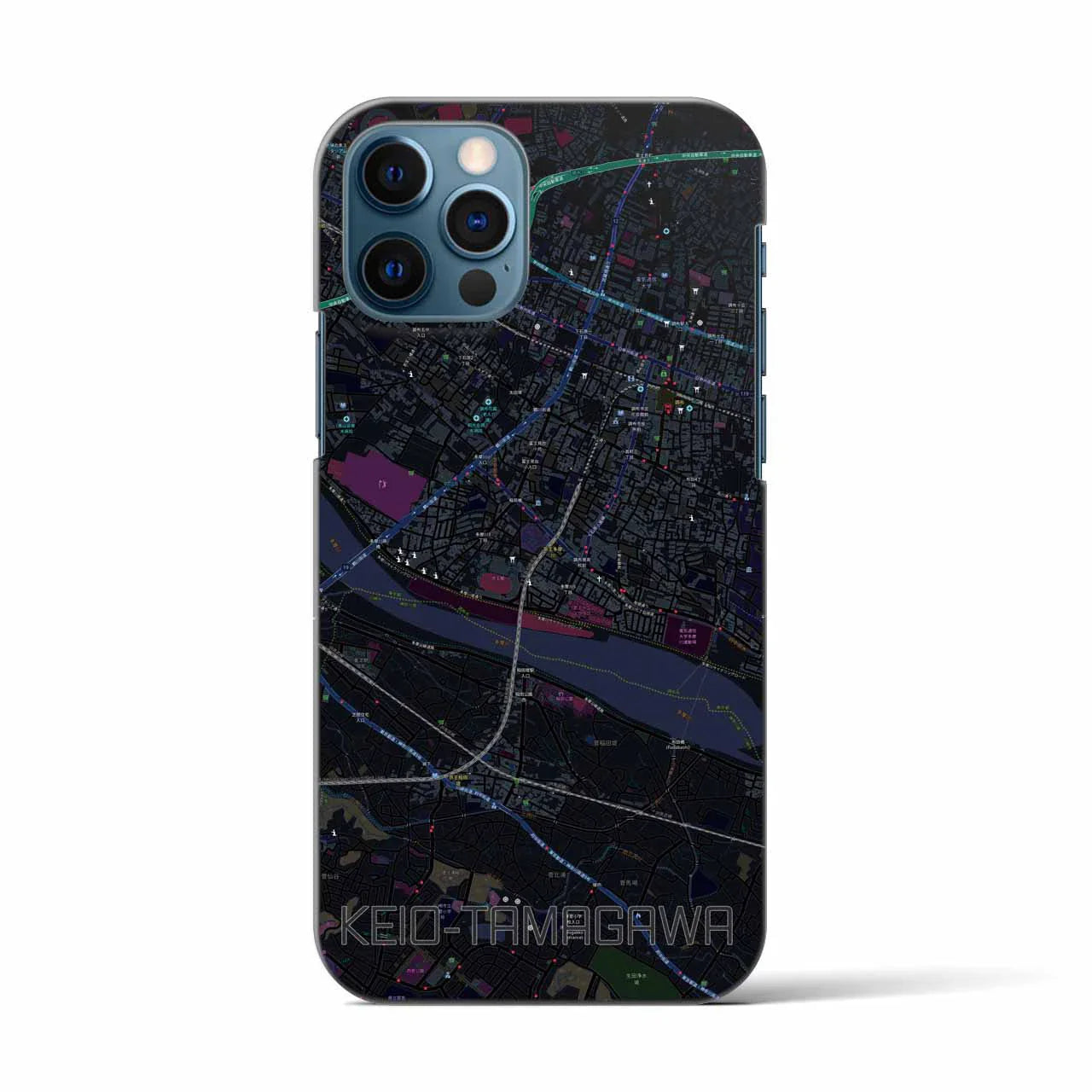 【京王多摩川(東京都)】地図柄iPhoneケース(バックカバータイプ)