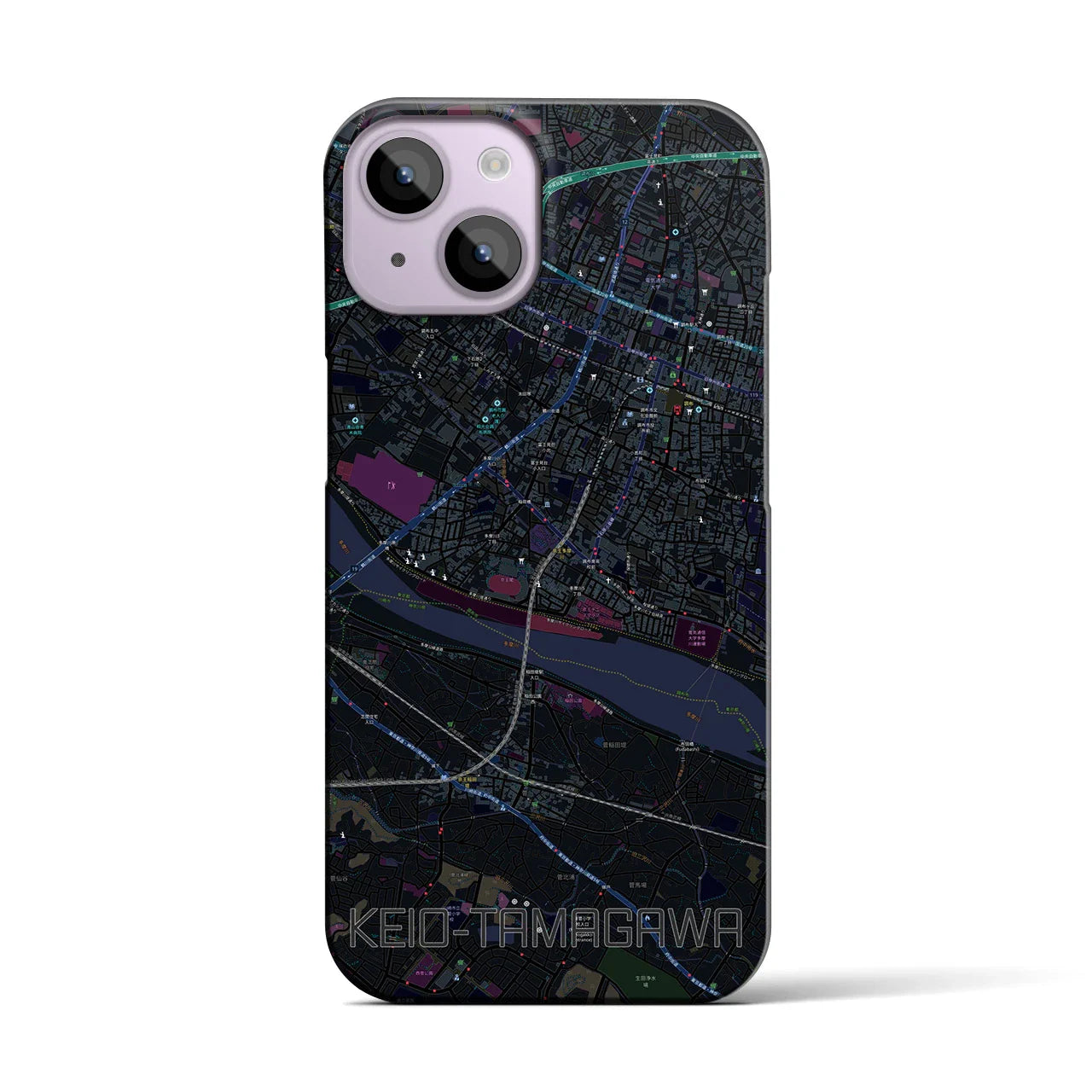 【京王多摩川(東京都)】地図柄iPhoneケース(バックカバータイプ)