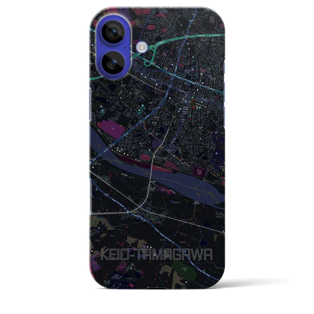 【京王多摩川(東京都)】地図柄iPhoneケース(バックカバータイプ)