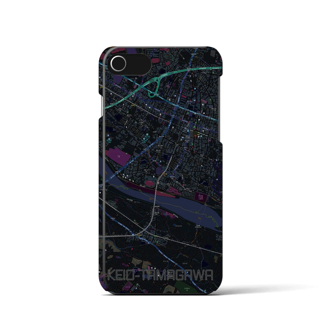 【京王多摩川(東京都)】地図柄iPhoneケース(バックカバータイプ)