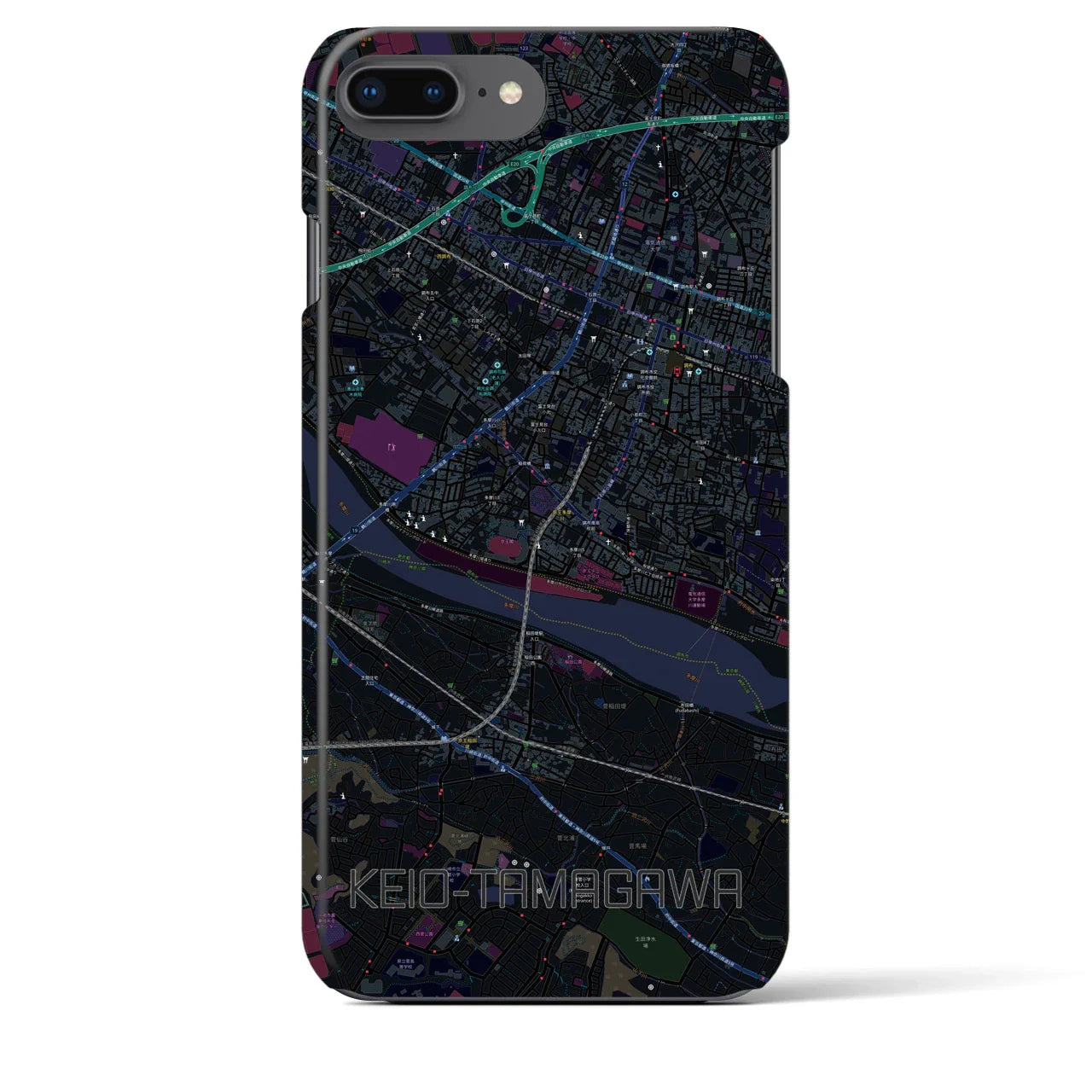 【京王多摩川(東京都)】地図柄iPhoneケース(バックカバータイプ)