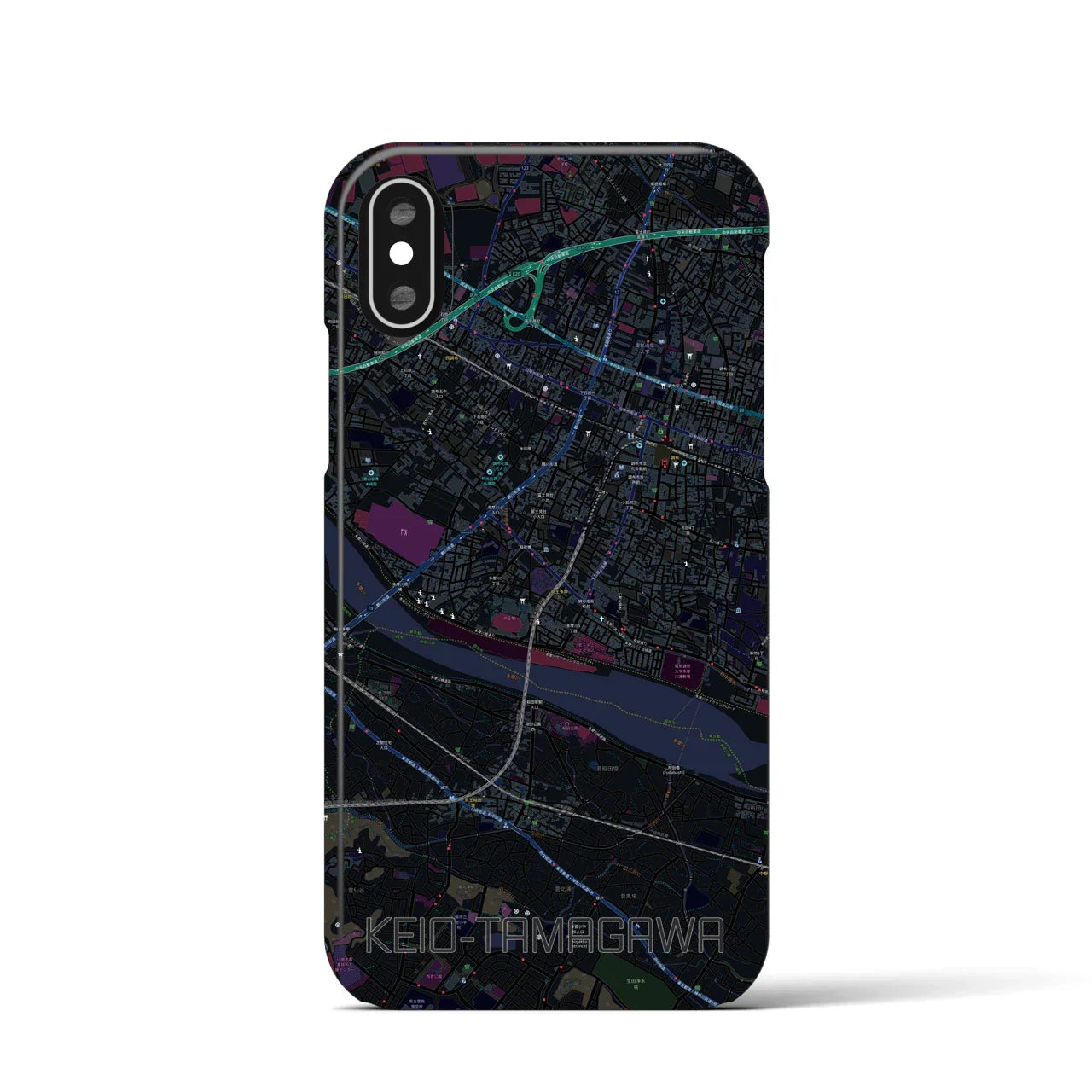 【京王多摩川(東京都)】地図柄iPhoneケース(バックカバータイプ)