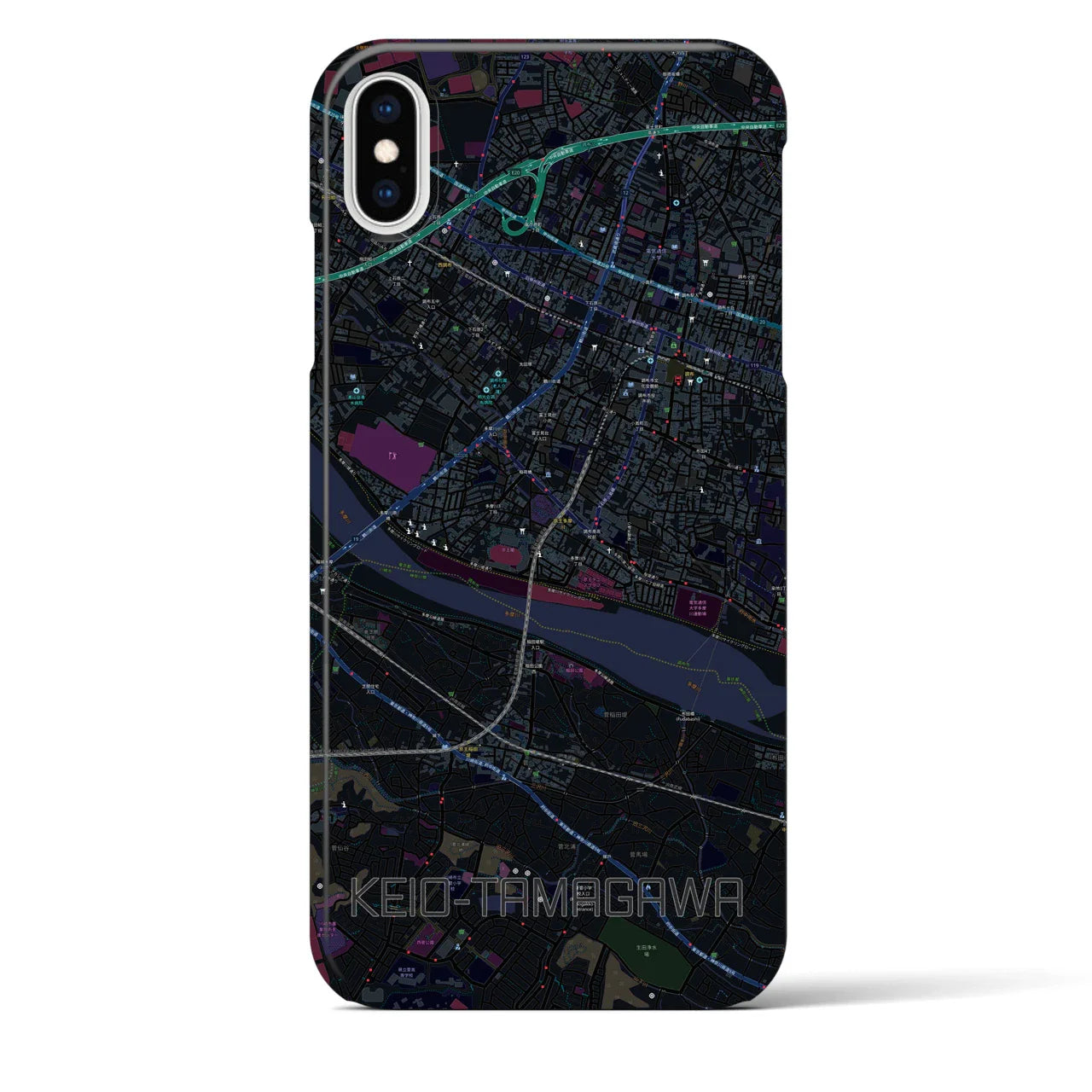 【京王多摩川(東京都)】地図柄iPhoneケース(バックカバータイプ)