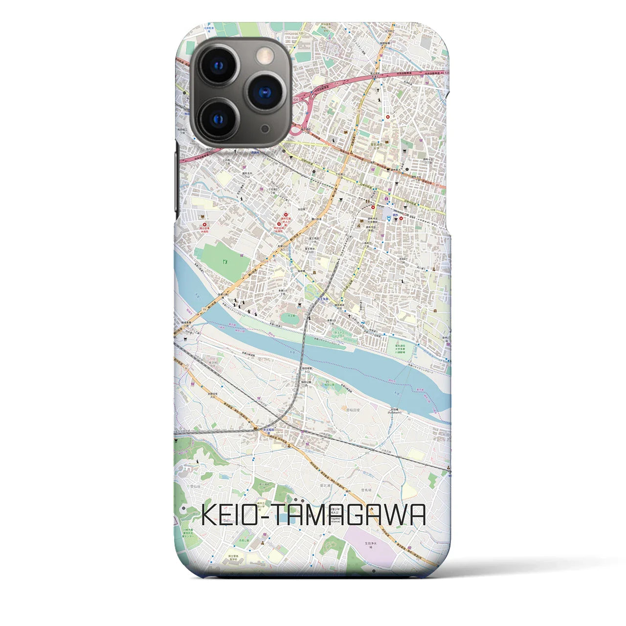 【京王多摩川(東京都)】地図柄iPhoneケース(バックカバータイプ)