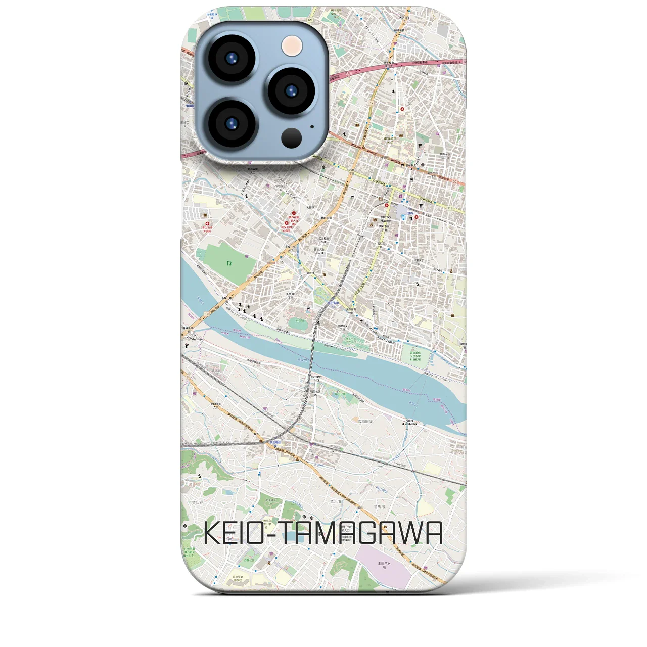 【京王多摩川(東京都)】地図柄iPhoneケース(バックカバータイプ)