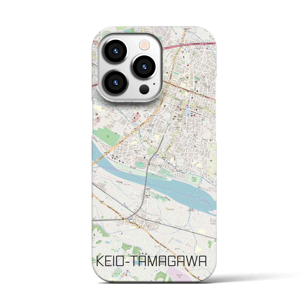 【京王多摩川(東京都)】地図柄iPhoneケース(バックカバータイプ)