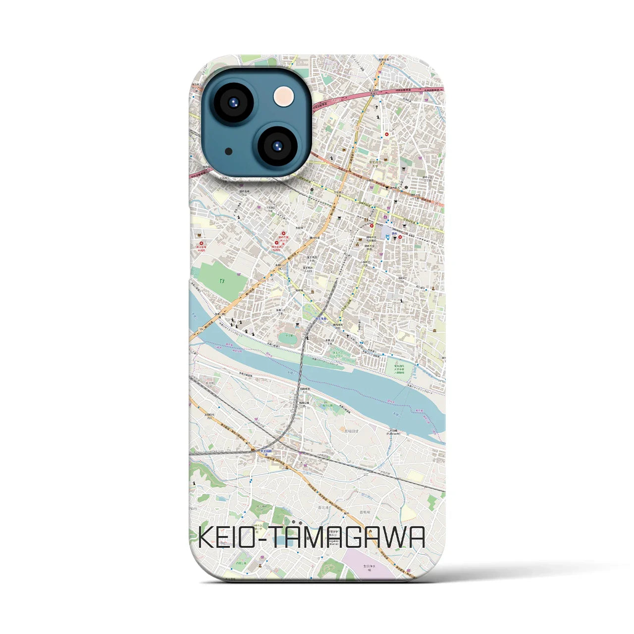 【京王多摩川(東京都)】地図柄iPhoneケース(バックカバータイプ)