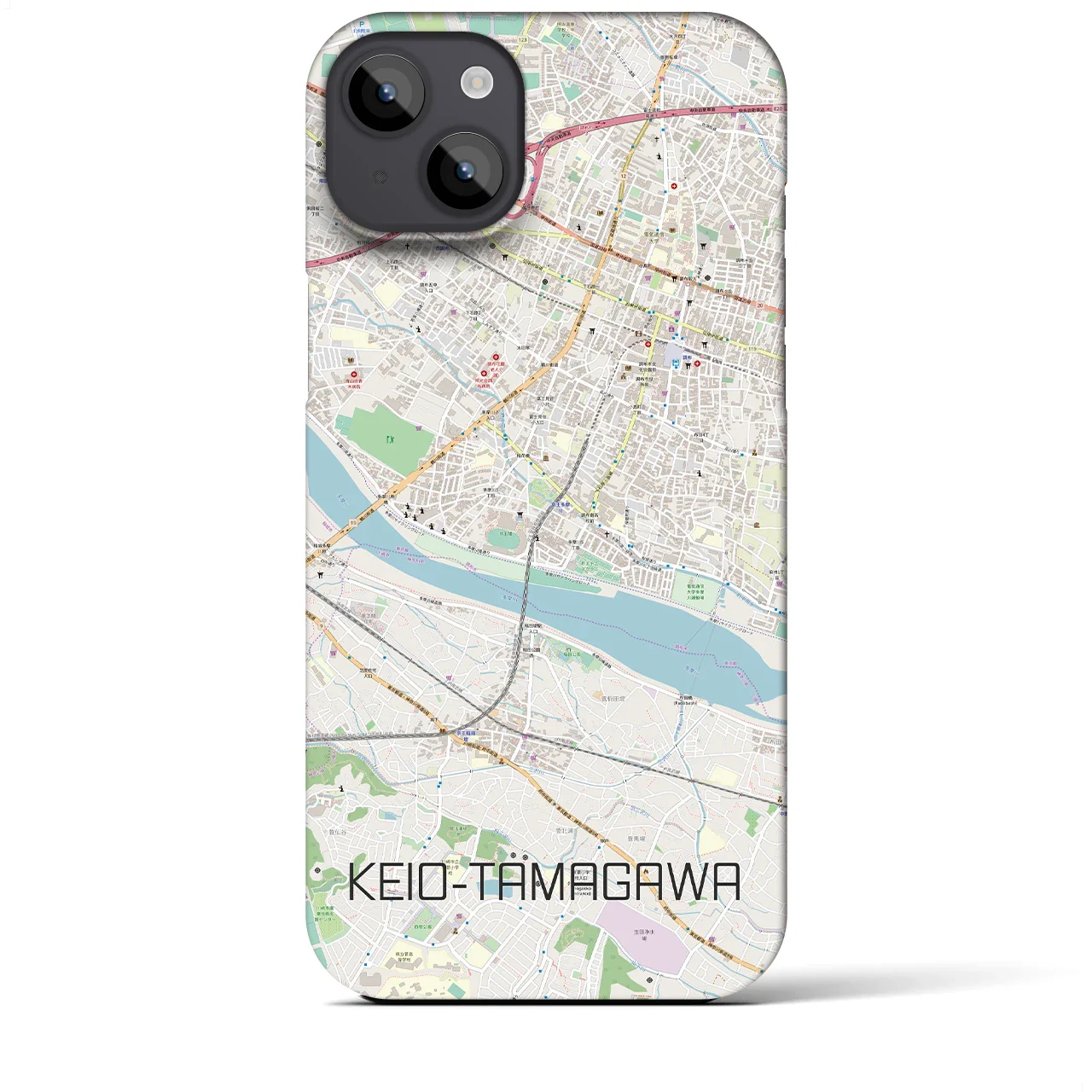 【京王多摩川(東京都)】地図柄iPhoneケース(バックカバータイプ)
