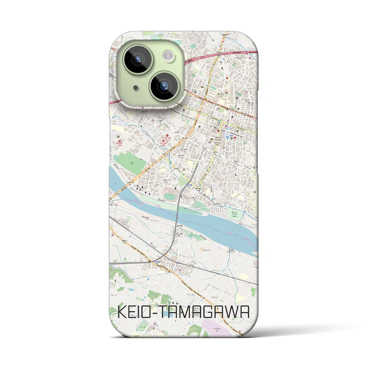 【京王多摩川(東京都)】地図柄iPhoneケース(バックカバータイプ)