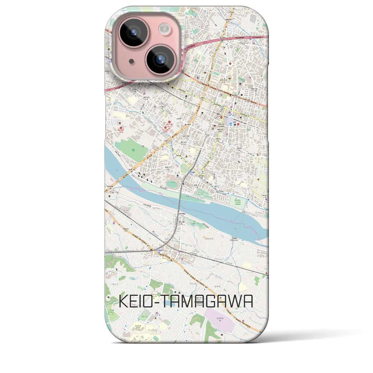 【京王多摩川(東京都)】地図柄iPhoneケース(バックカバータイプ)