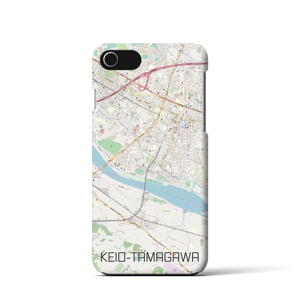 【京王多摩川(東京都)】地図柄iPhoneケース(バックカバータイプ)