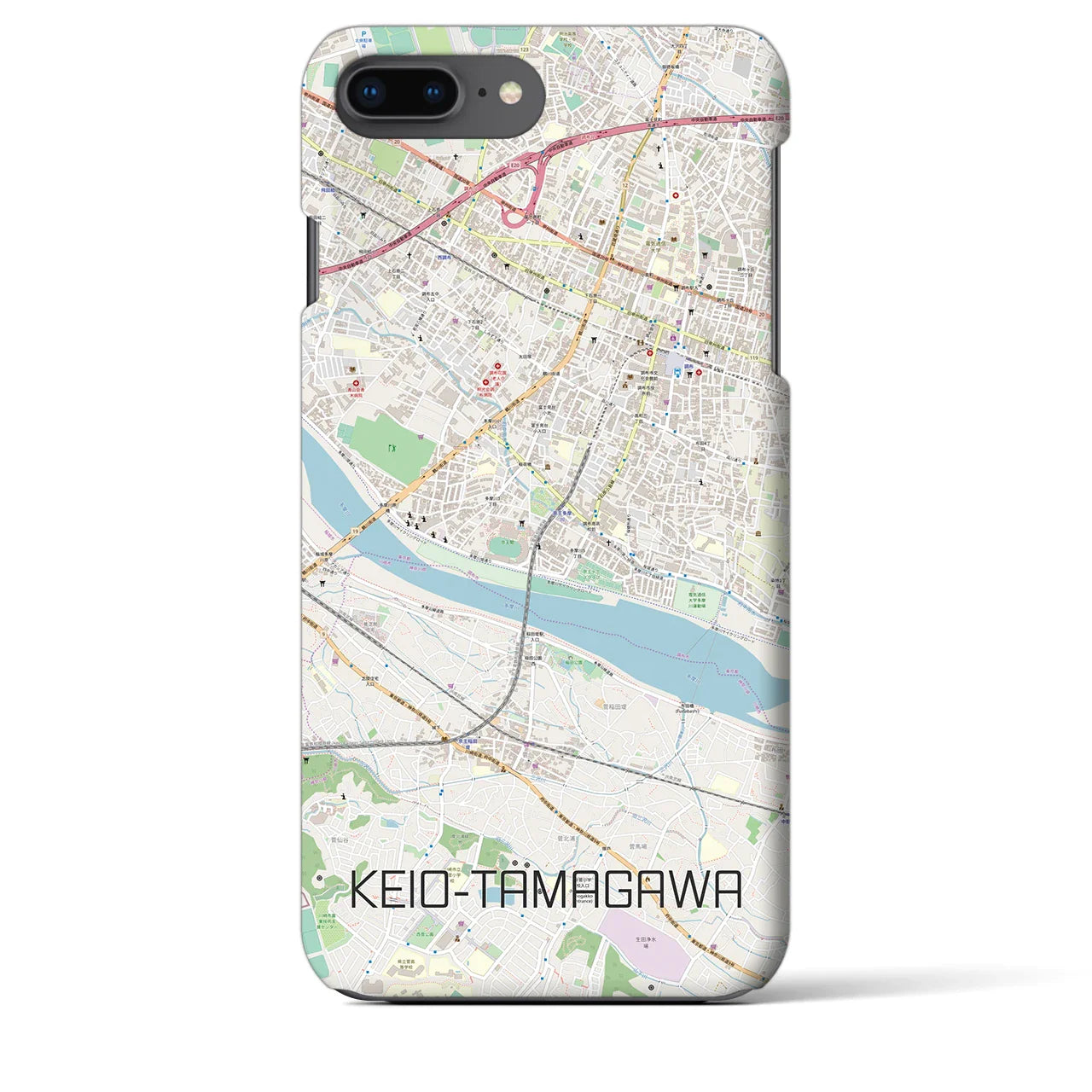 【京王多摩川(東京都)】地図柄iPhoneケース(バックカバータイプ)