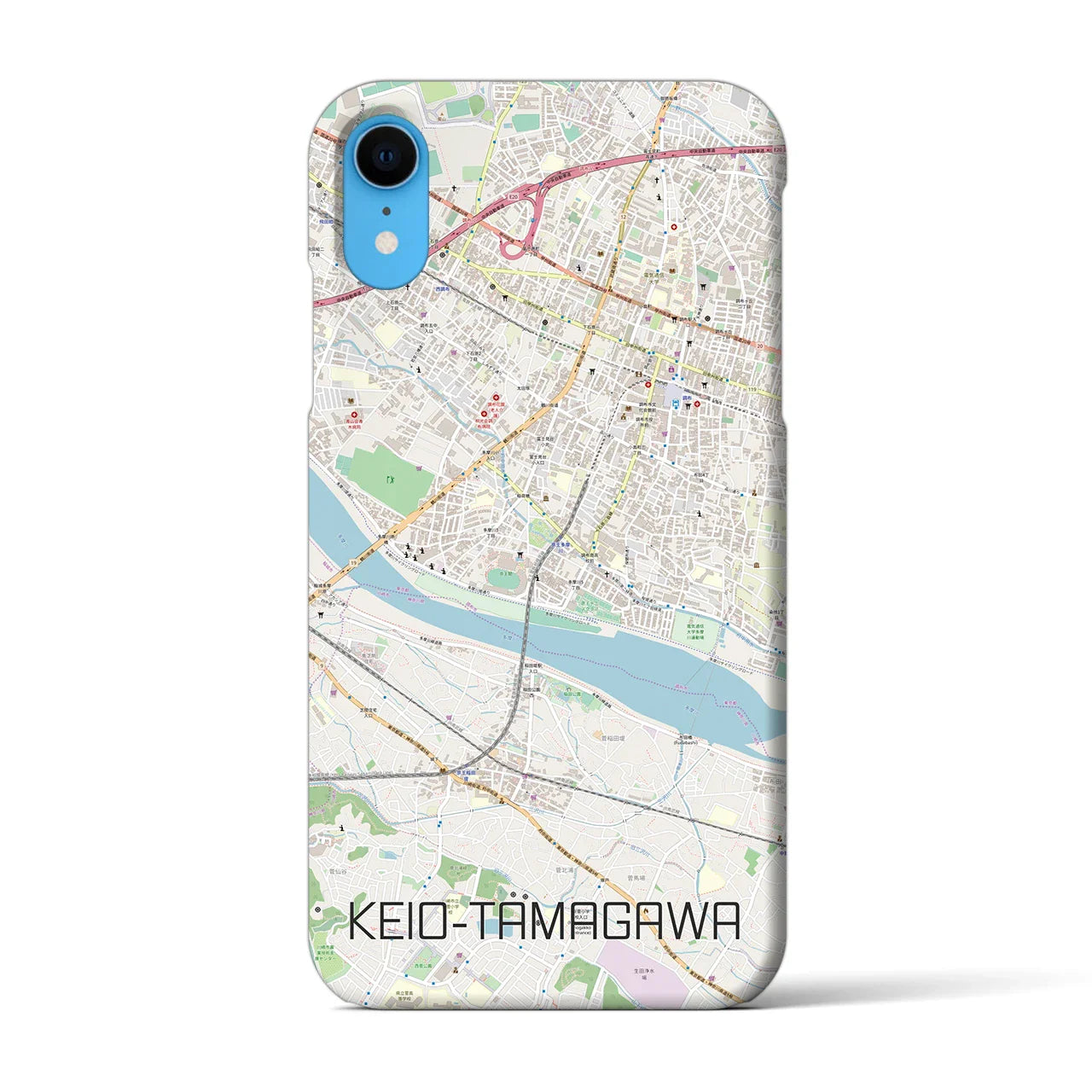 【京王多摩川(東京都)】地図柄iPhoneケース(バックカバータイプ)
