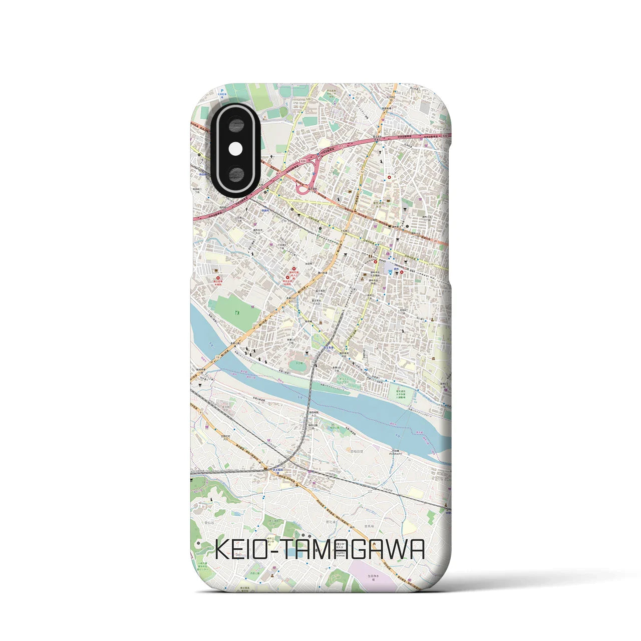 【京王多摩川(東京都)】地図柄iPhoneケース(バックカバータイプ)