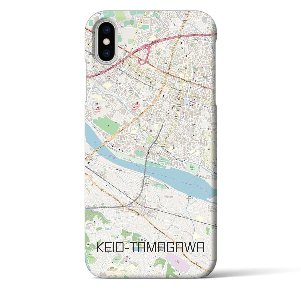 【京王多摩川(東京都)】地図柄iPhoneケース(バックカバータイプ)