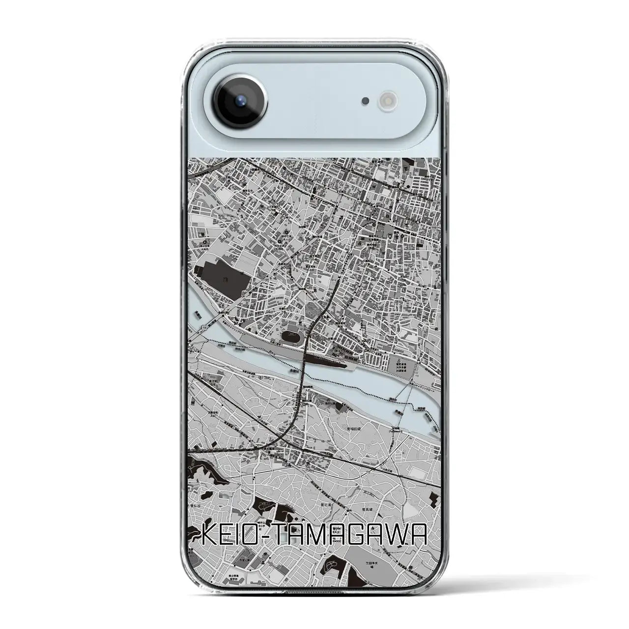 【京王多摩川(東京都)】地図柄iPhoneケース(クリアタイプ)モノトーン・iPhone 17 Pro Max 用