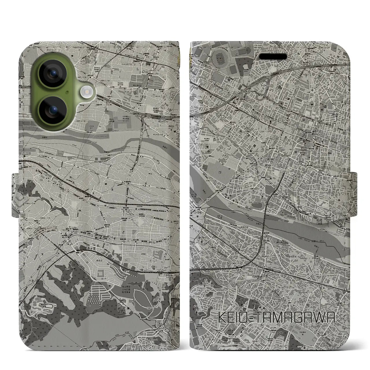 【京王多摩川(東京都)】地図柄iPhoneケース(手帳タイプ)