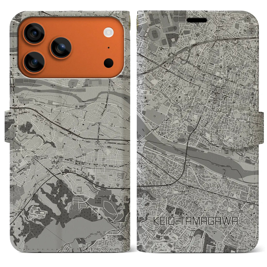 【京王多摩川(東京都)】地図柄iPhoneケース(手帳タイプ)