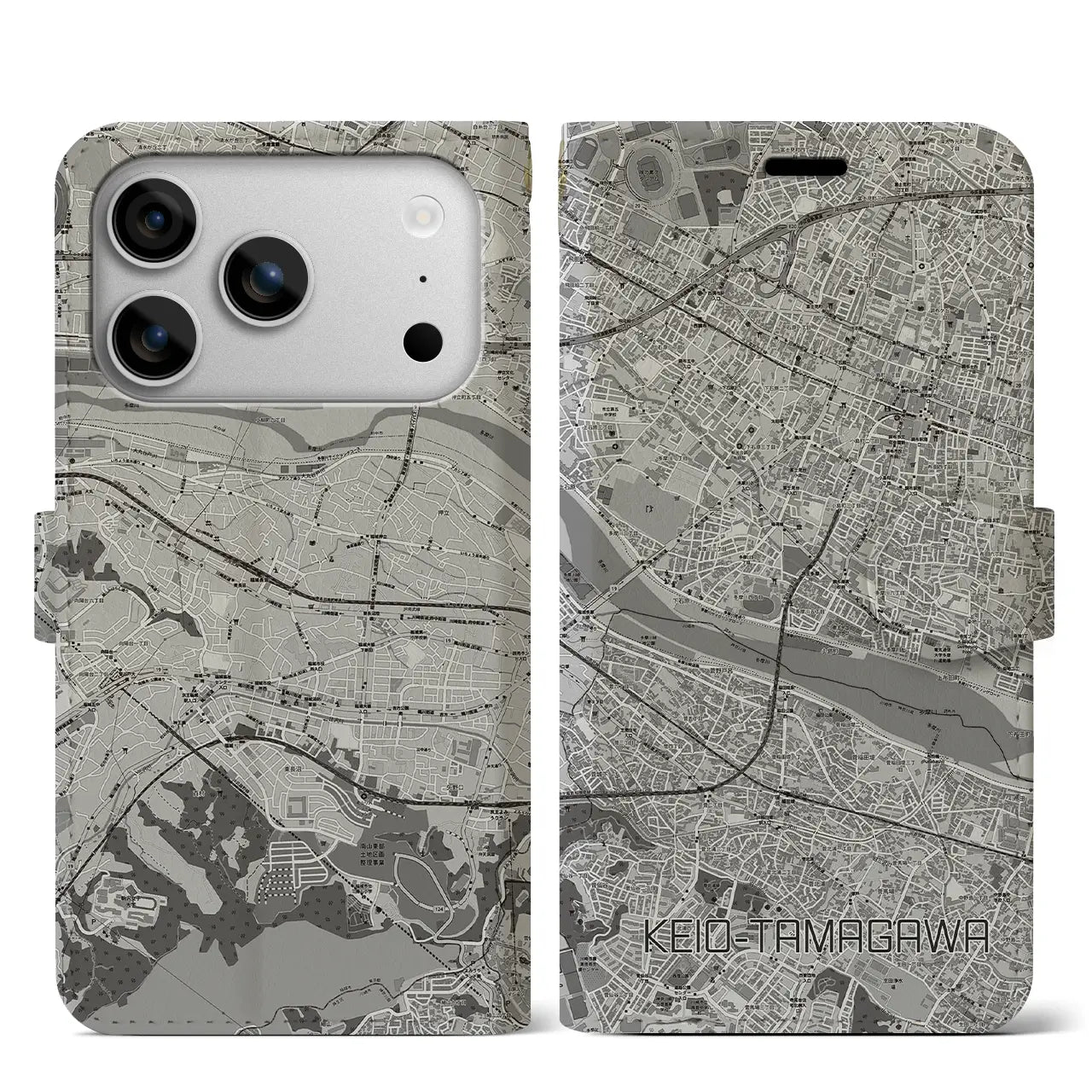 【京王多摩川(東京都)】地図柄iPhoneケース(手帳タイプ)